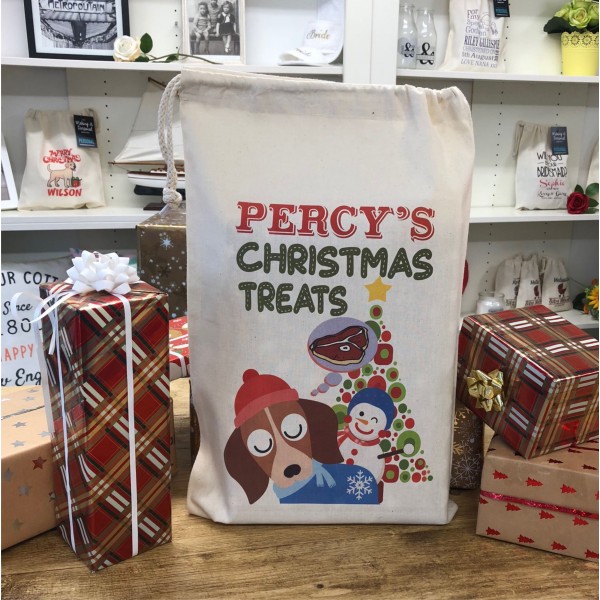 Personalised Dog Santa Sack - Beagle - Percy Design